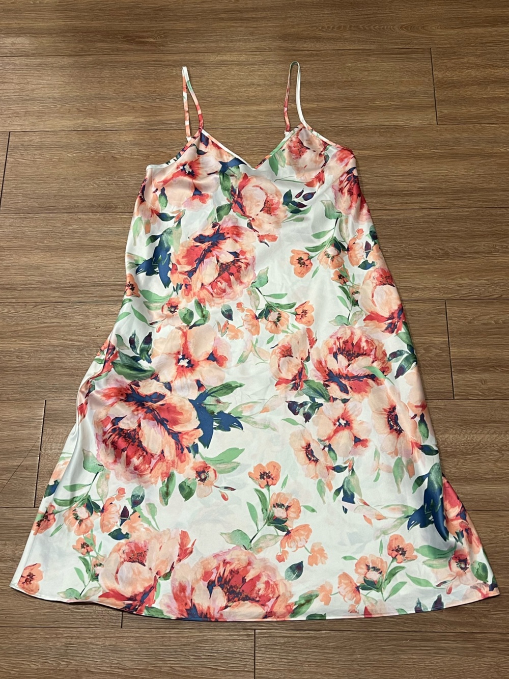 Cabernet Coral Pink & Green Floral Midi Dress